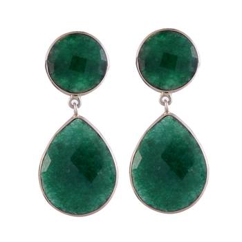 13 Gms Silver With Emerals Elegant Earrings 2