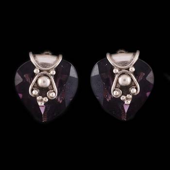 Simple Silver Purple Designer Earrings 1