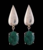 12.18 Gms Silver With Pink Onyx Earrings