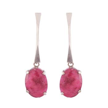 12.18 Gms Silver With Pink Onyx Earrings 2