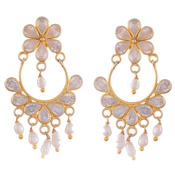 Gold Rose Cut Stone Cute Earring 1