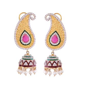 Multicolor Kundan And Onyx Designer Earrings 2