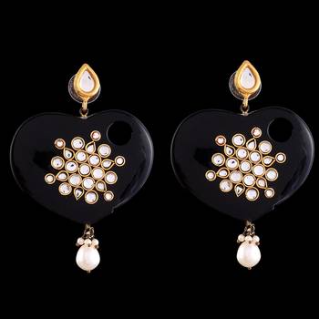 Black Onyx Exquisite Designer Kundan Earrings 1