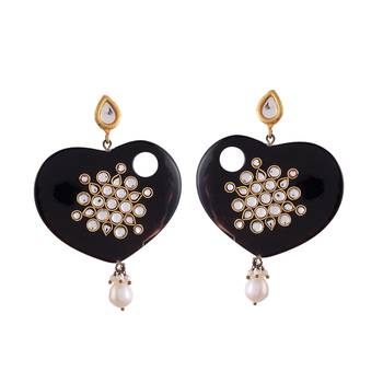 Black Onyx Exquisite Designer Kundan Earrings 2