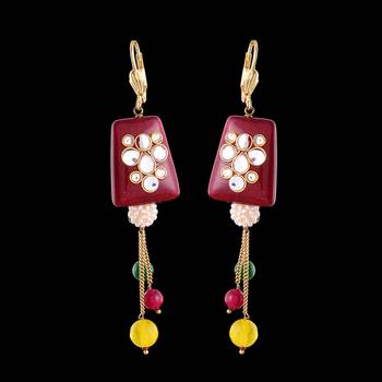 Onyx And Kundan Designer Earrings 1
