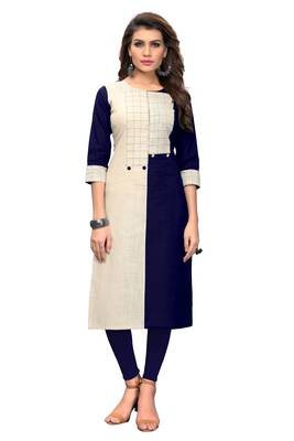 Blue plain cotton kurti 1