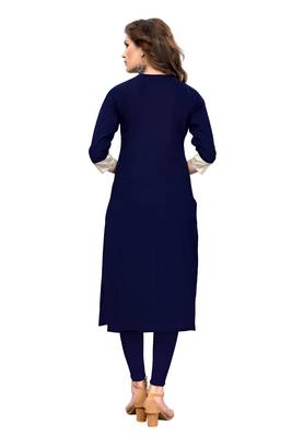 Blue plain cotton kurti 2
