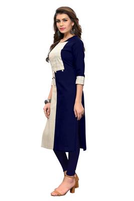Blue plain cotton kurti 3