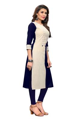 Blue plain cotton kurti 4