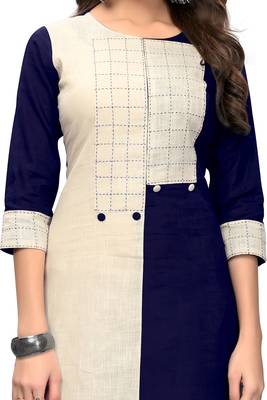 Blue plain cotton kurti 5