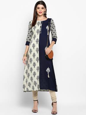 Blue printed rayon kurti 1
