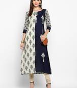 Blue printed rayon kurti