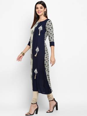 Blue printed rayon kurti 3