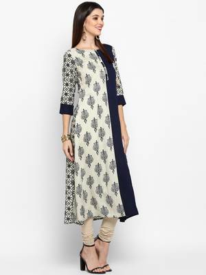 Blue printed rayon kurti 4