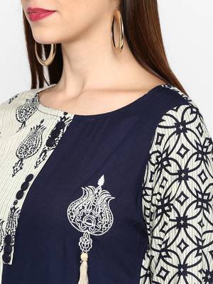 Blue printed rayon kurti 5