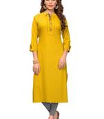 Yellow plain rayon kurti