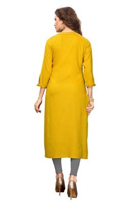 Yellow plain rayon kurti 2