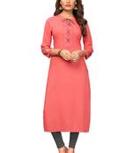 Peach plain rayon kurti