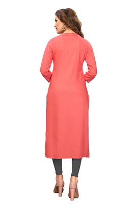 Peach plain rayon kurti 2