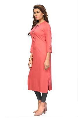 Peach plain rayon kurti 3
