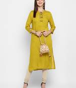 Parrot-green plain rayon kurti