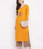 Yellow plain rayon kurti