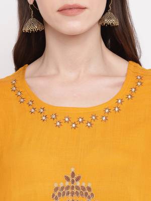 Yellow plain rayon kurti 5