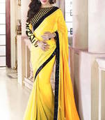 Yellow  Plain  Georgette designer saree with blouse