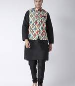 Black Plain Polyester Kurta Pajama