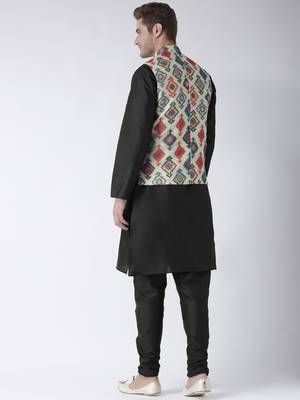 Black Plain Polyester Kurta Pajama 4