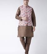 Brown Plain Polyester Kurta Pajama