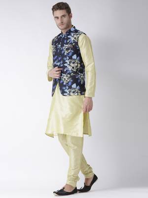 Gold Plain Polyester Kurta Pajama 2