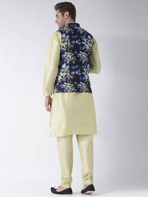 Gold Plain Polyester Kurta Pajama 4