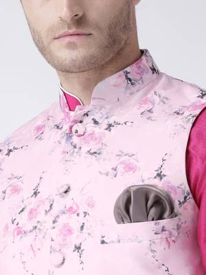 Pink Plain Polyester Kurta Pajama 5