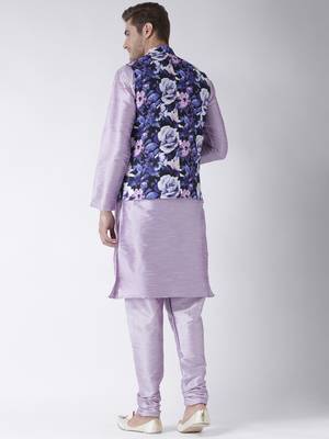 Purple Plain Polyester Kurta Pajama 4