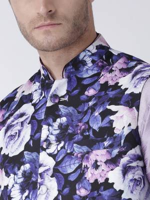 Purple Plain Polyester Kurta Pajama 5