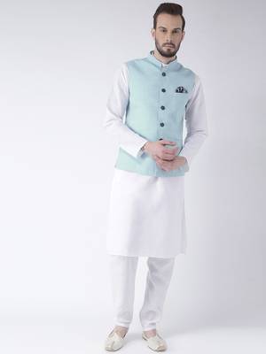 White Plain Cotton Kurta Pajama 1