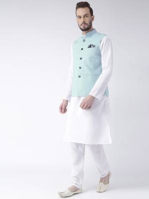 White Plain Cotton Kurta Pajama 2