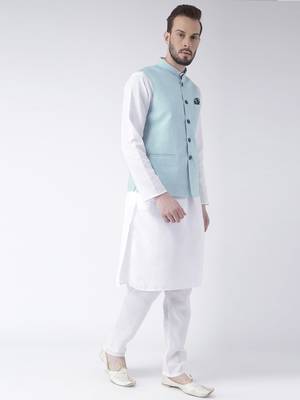 White Plain Cotton Kurta Pajama 3