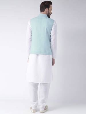 White Plain Cotton Kurta Pajama 4