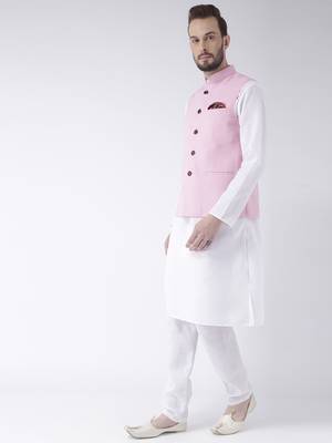 White Plain Cotton Kurta Pajama 2