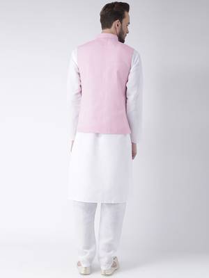 White Plain Cotton Kurta Pajama 4