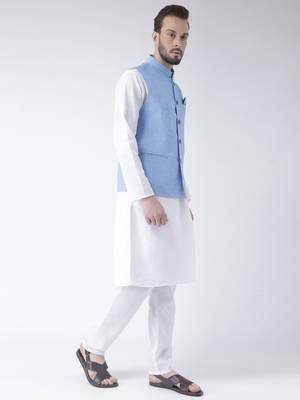 White Plain Cotton Kurta Pajama 3