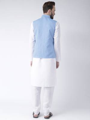 White Plain Cotton Kurta Pajama 4