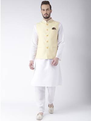White Plain Cotton Kurta Pajama 1