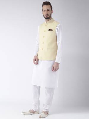 White Plain Cotton Kurta Pajama 3