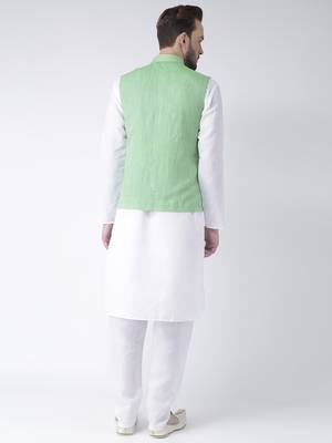 Green Plain Cotton Kurta Pajama 4