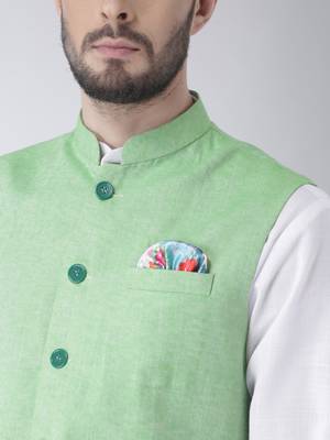 Green Plain Cotton Kurta Pajama 5