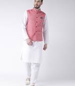 Red Plain Cotton Kurta Pajama