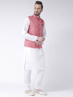 Red Plain Cotton Kurta Pajama 2